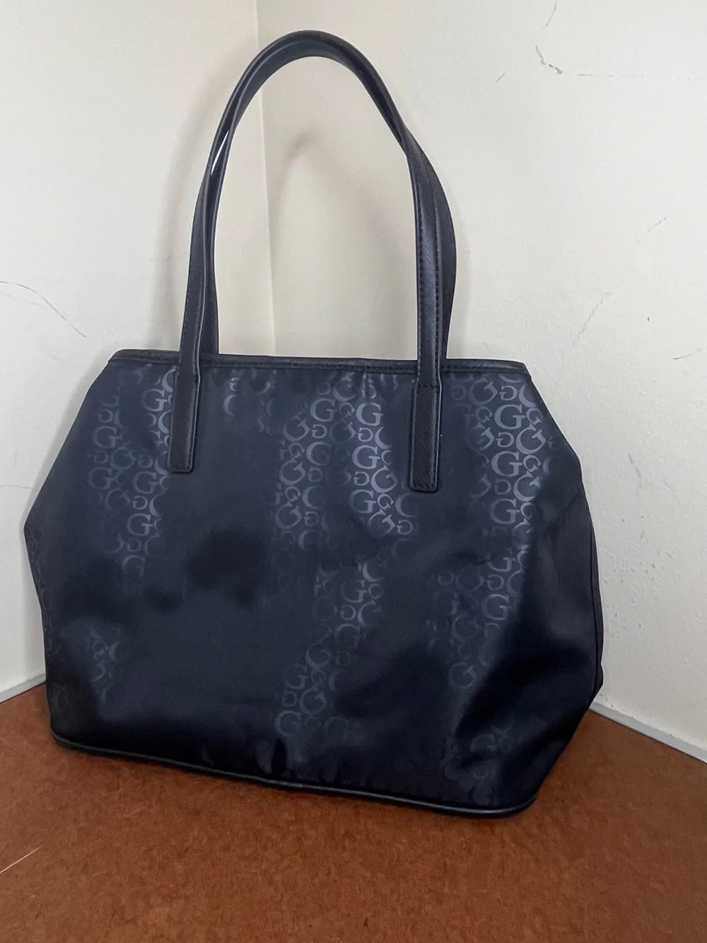 GUESS Black Monogram Tote Bag